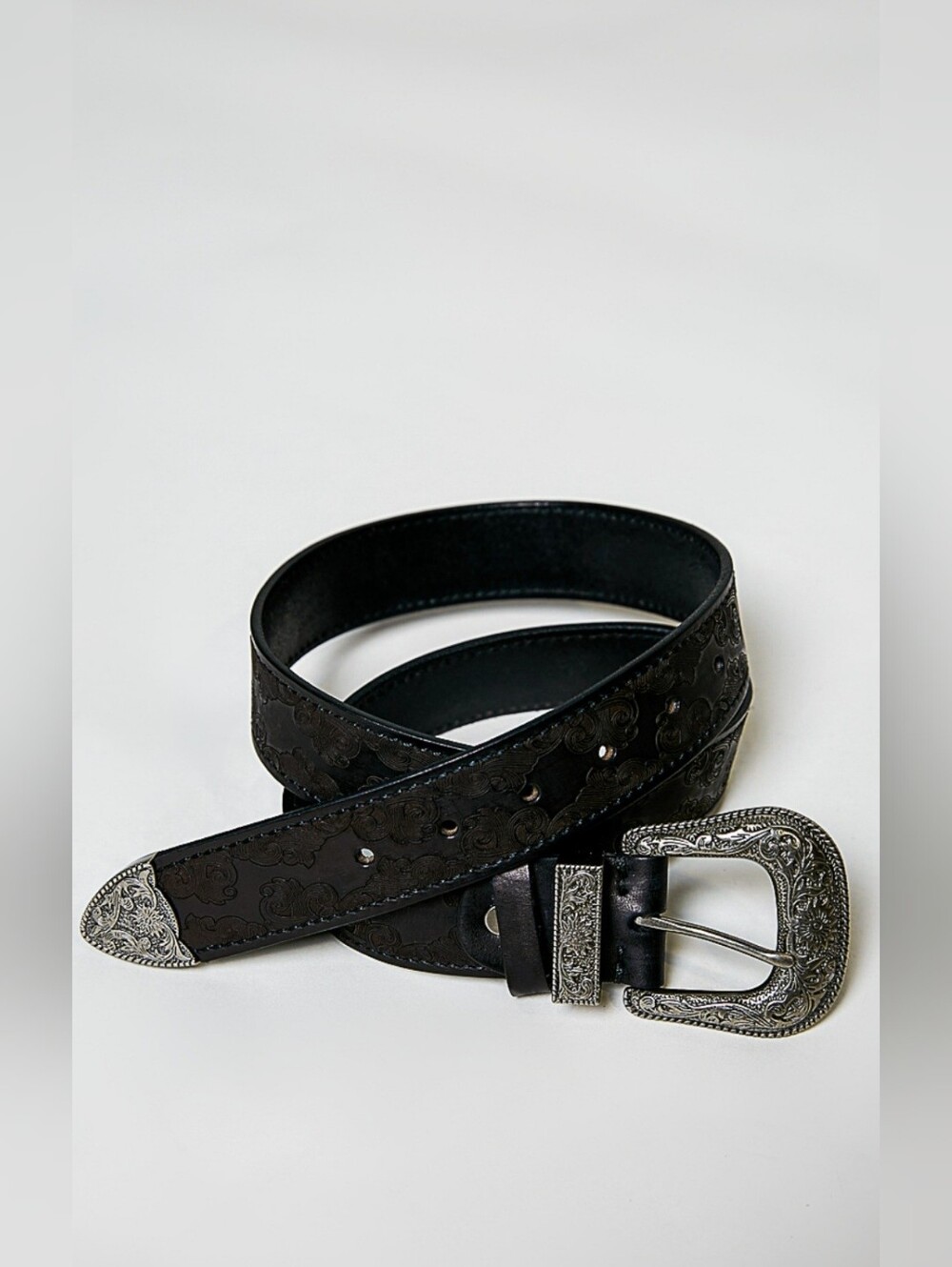 #1837 POL Midnight Rodeo Tooled Leather Western Belt